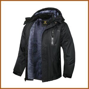 Men's Waterproof Ski Jacket with Fleece Lining, Windproof Winter Coat